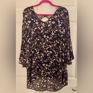 Lush Navy Floral Blouse